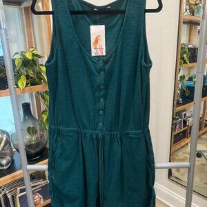 PRETTYGARDEN Women's Summer Casual Shorts Jumpsuit Plain Scoop Neck Button Down